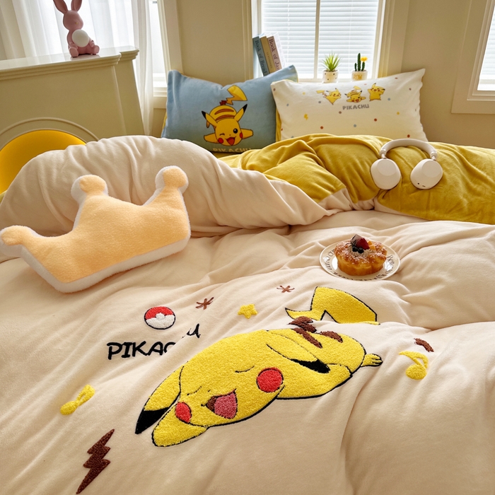 91家纺网 家纺一手货源 找家纺 （总）徕米家居 2025新款A类牛奶绒毛巾绣卡通四件套