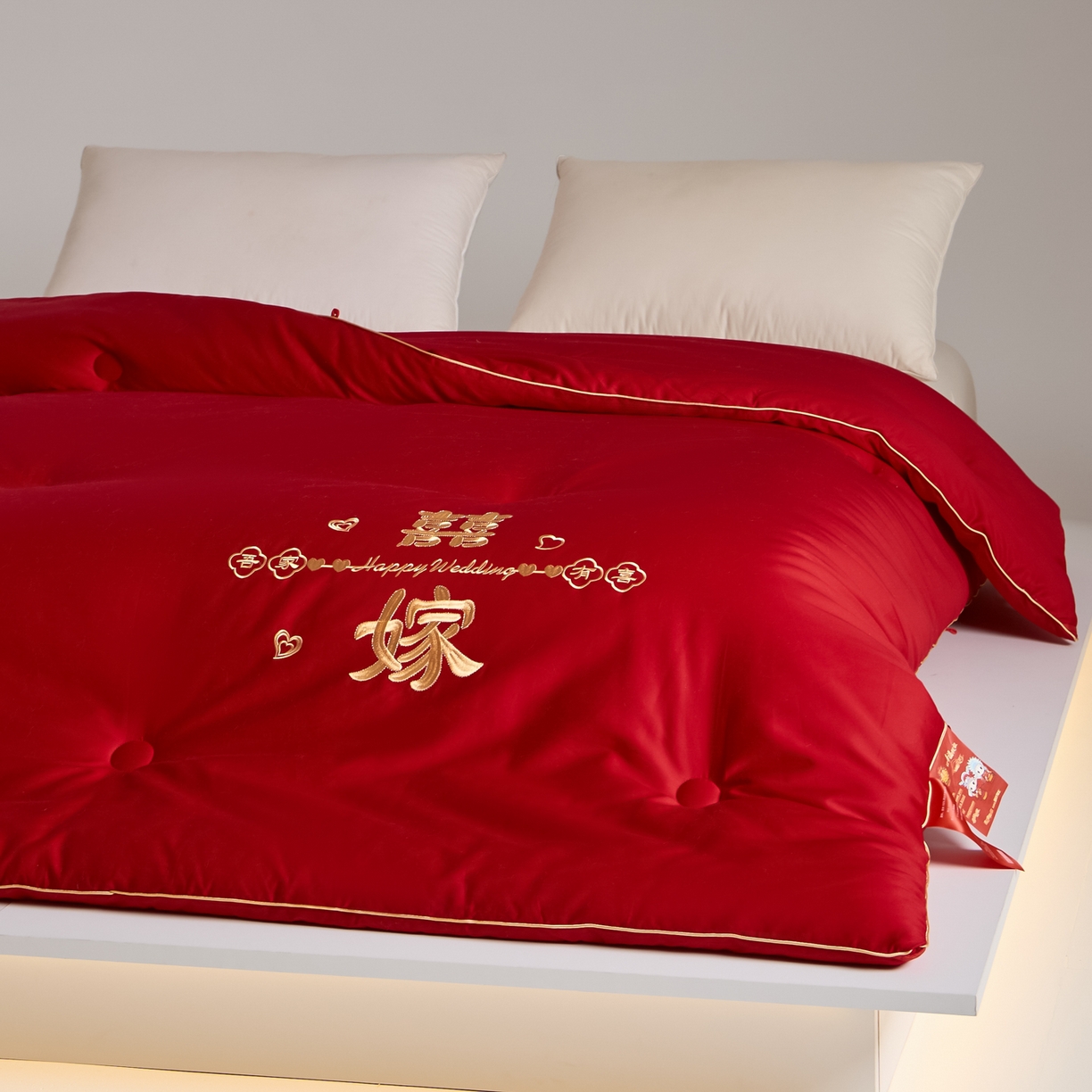 91家纺网 家纺一手货源 找家纺 （总）纪梵茜 2025新款全棉婚庆被芯长绒棉51%大豆纤维被子纯棉喜庆婚嫁大红冬被-喜嫁