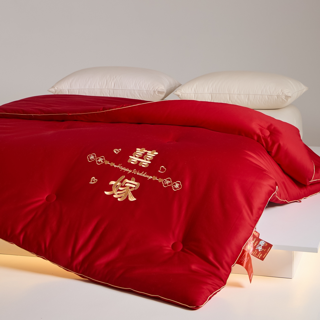 91家纺网 家纺一手货源 找家纺 （总）纪梵茜 2025新款全棉婚庆被芯长绒棉51%大豆纤维被子纯棉喜庆婚嫁大红冬被-喜嫁