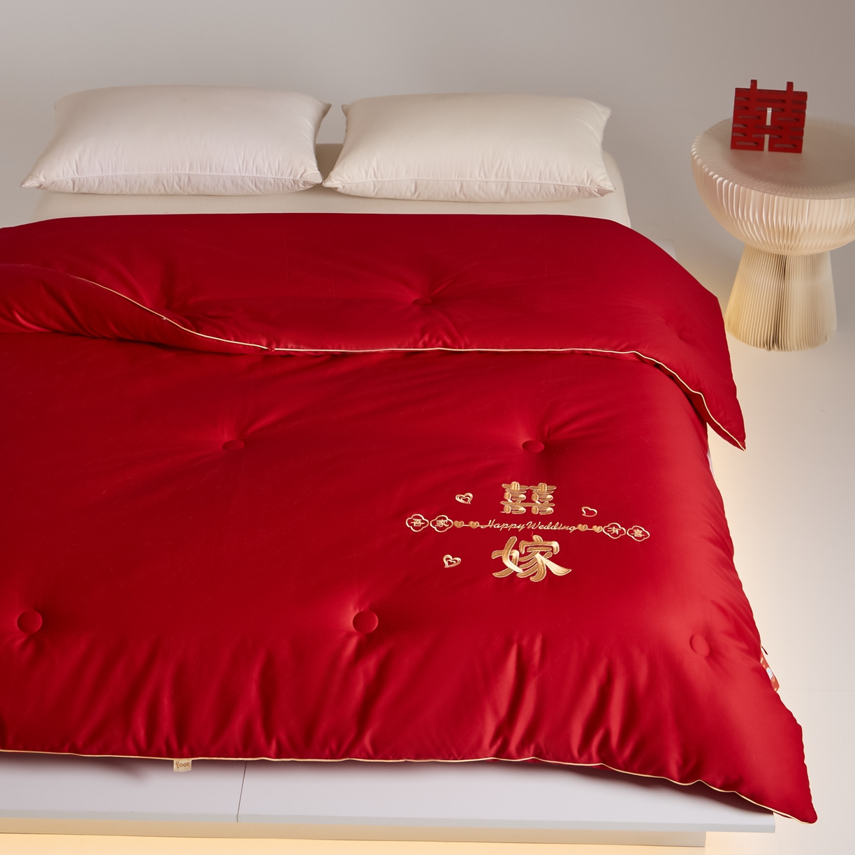 91家纺网 家纺一手货源 找家纺 （总）纪梵茜 2025新款全棉婚庆被芯长绒棉51%大豆纤维被子纯棉喜庆婚嫁大红冬被-喜嫁