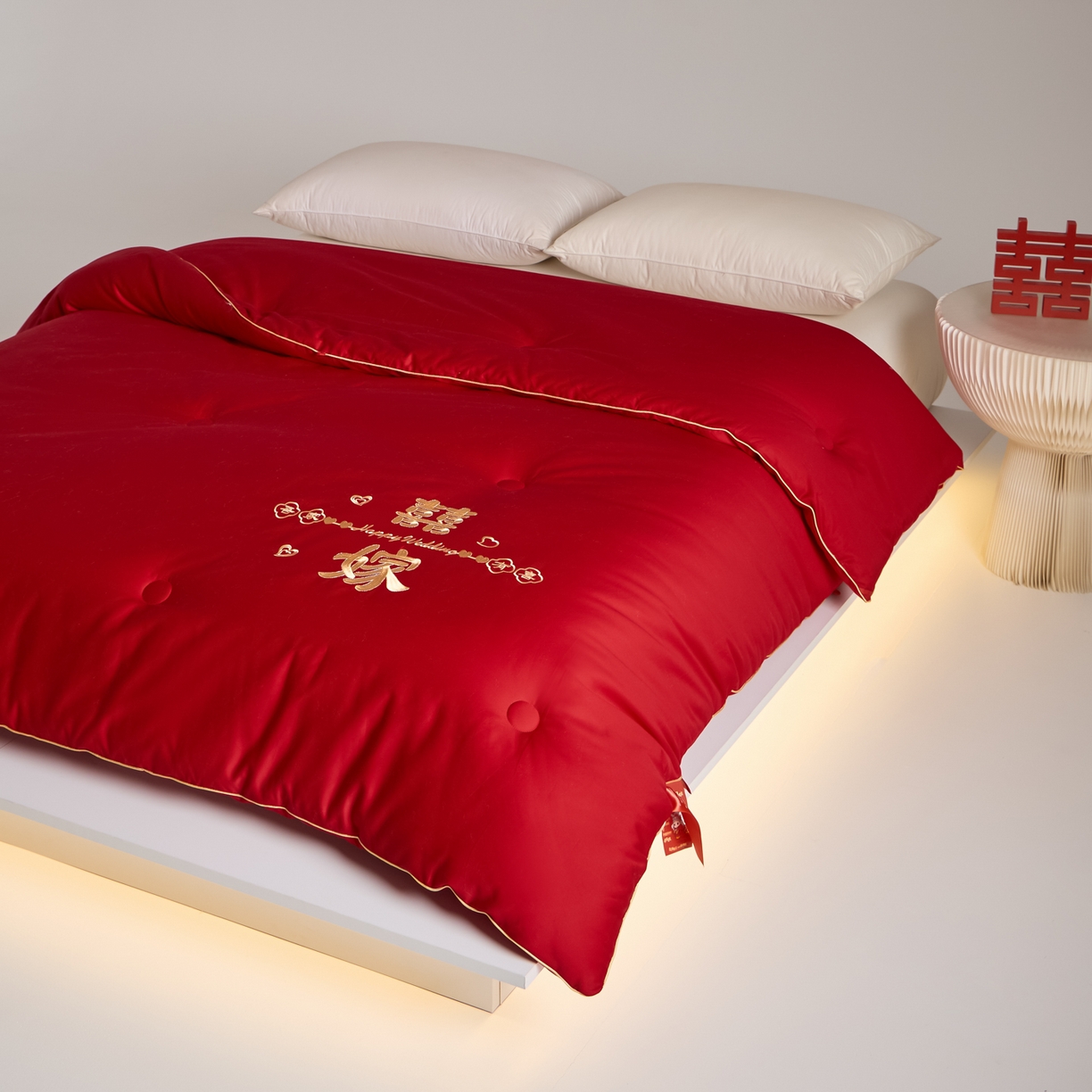 91家纺网 家纺一手货源 找家纺 （总）纪梵茜 2025新款全棉婚庆被芯长绒棉51%大豆纤维被子纯棉喜庆婚嫁大红冬被-喜嫁