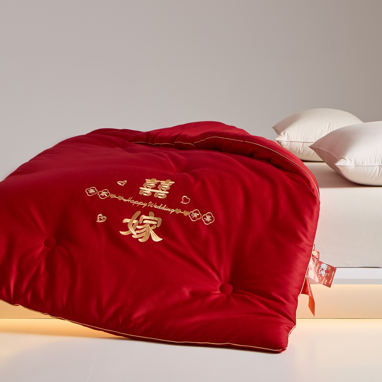 91家纺网 家纺一手货源 找家纺 （总）纪梵茜 2025新款全棉婚庆被芯长绒棉51%大豆纤维被子纯棉喜庆婚嫁大红冬被-喜嫁