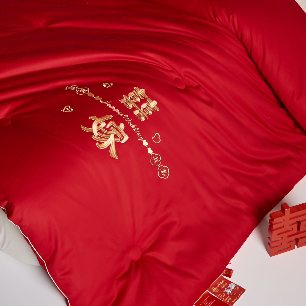 91家纺网 家纺一手货源 找家纺 （总）纪梵茜 2025新款全棉婚庆被芯长绒棉51%大豆纤维被子纯棉喜庆婚嫁大红冬被-喜嫁