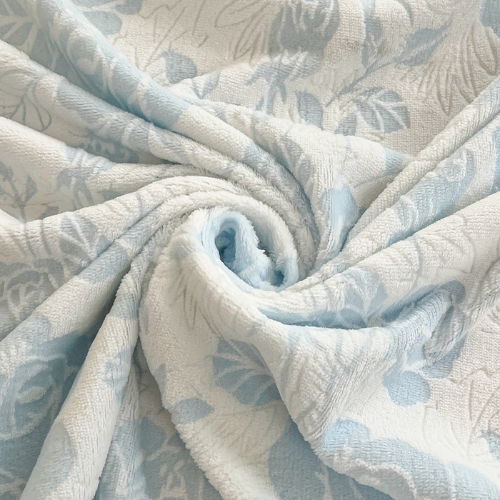 91家纺网 家纺一手货源 找家纺 菡宝 【第一批】2025雕花绒牛奶绒四件套-邦尼兔-支持定做定制尺寸 玫瑰花香蓝