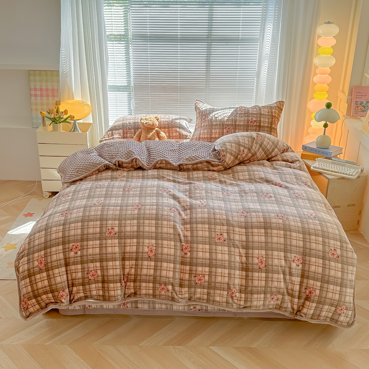 91家纺网 家纺一手货源 找家纺 （总）青竹苑 2025新款牛奶绒豆豆绒夹棉床盖款四件套