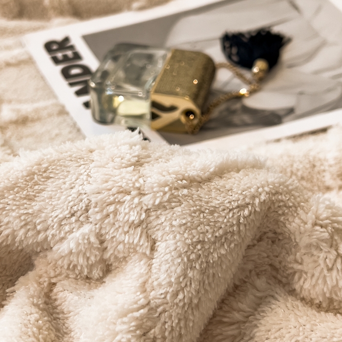 91家纺网 家纺一手货源 找家纺 云恋家纺 2025新款卡通加厚雪花绒双层毛毯 塔芙绒毛毯-极简米