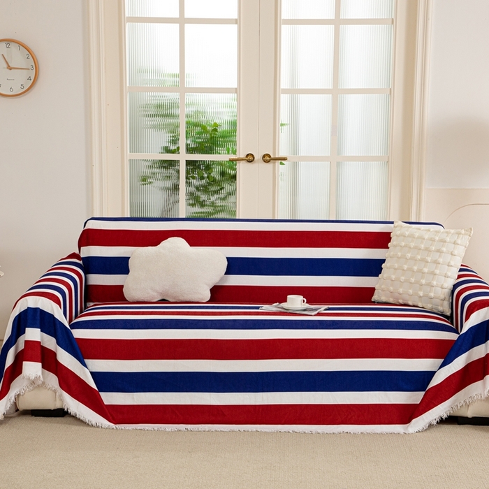 91家纺网 家纺一手货源 找家纺 （总）沐沐家纺 2025新款摩登条纹沙发巾