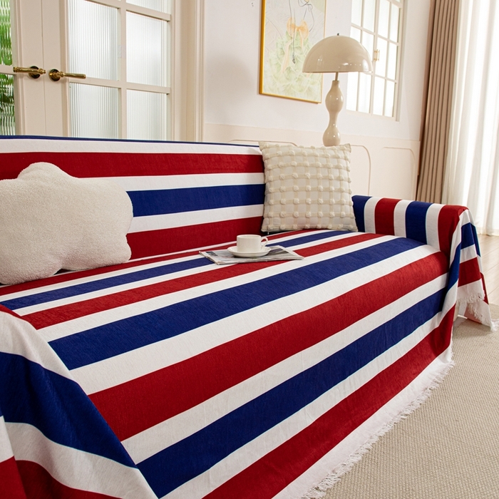 91家纺网 家纺一手货源 找家纺 （总）沐沐家纺 2025新款摩登条纹沙发巾