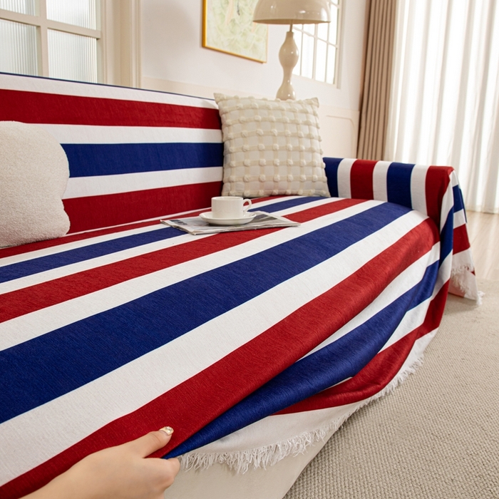 91家纺网 家纺一手货源 找家纺 （总）沐沐家纺 2025新款摩登条纹沙发巾