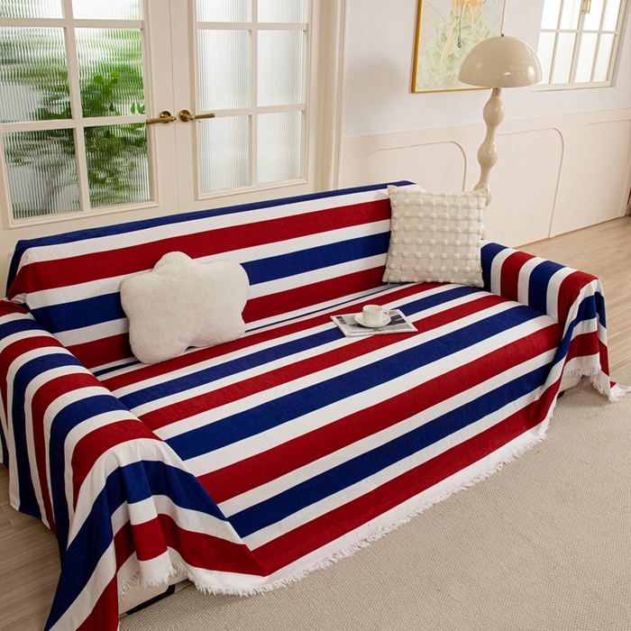 91家纺网 家纺一手货源 找家纺 （总）沐沐家纺 2025新款摩登条纹沙发巾