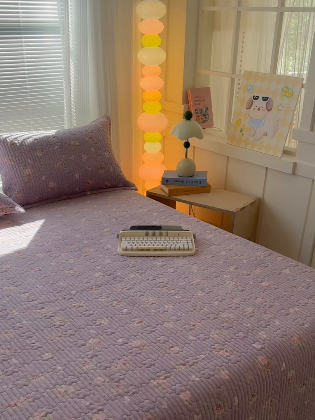 91家纺网 家纺一手货源 找家纺 青竹苑 2025新款牛奶绒豆豆绒夹棉床盖款四件套 紫韵