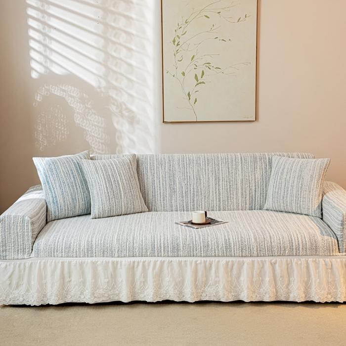 91家纺网 家纺一手货源 找家纺 沐沐家纺 2026新款星弦裙边款沙发套 星空灰