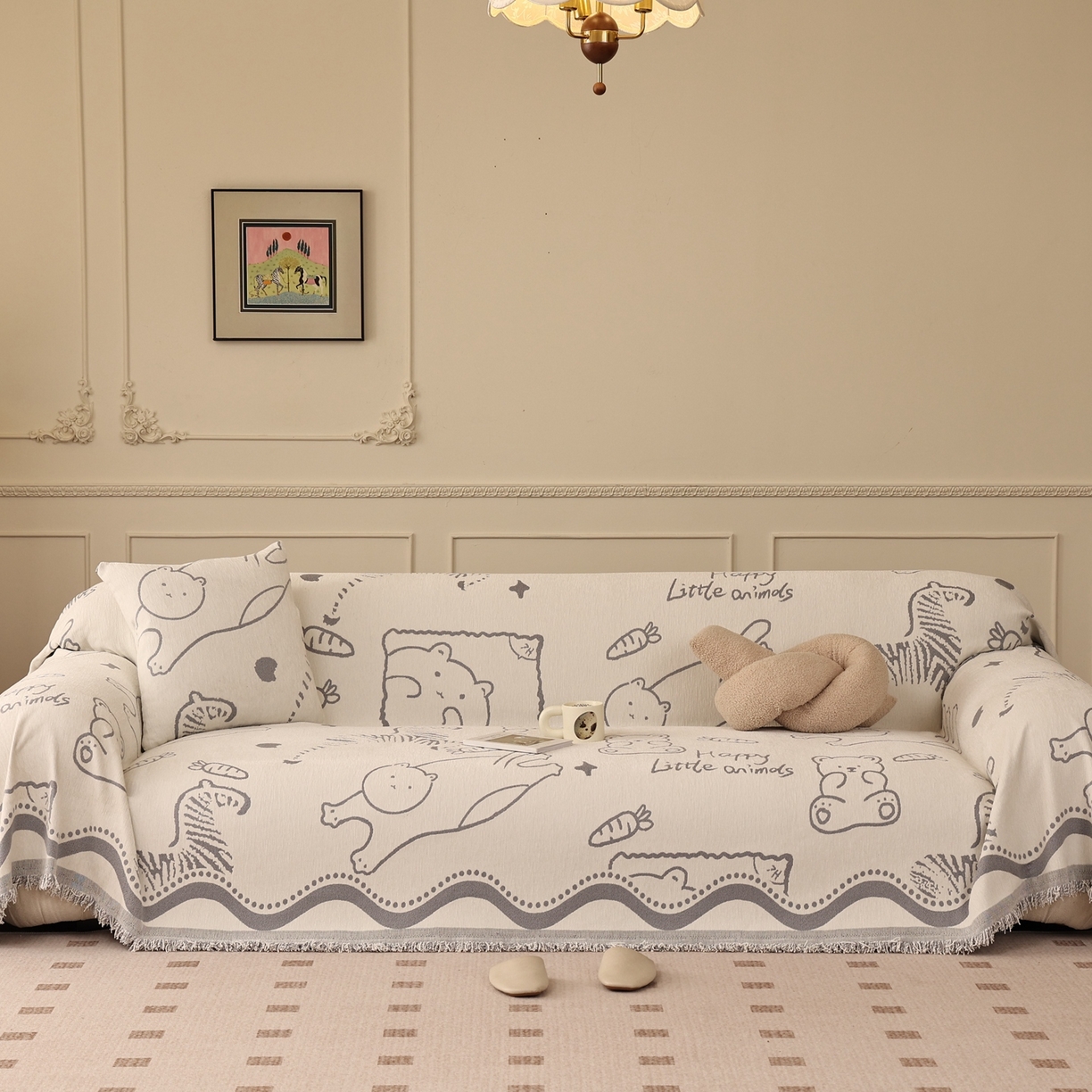 91家纺网 家纺一手货源 找家纺 （总）沐沐家纺 2025新款动物萌友沙发巾