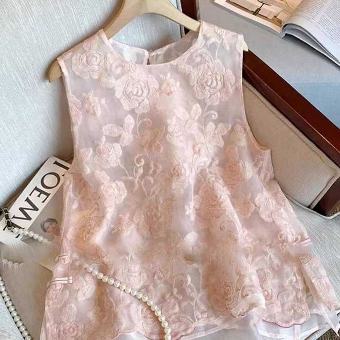 91家纺网 家纺一手货源 找家纺 （总）洛兰沙家居馆【只代发】【只代发】 2025新款复古织锦缎细纱棉麻拼接马甲背心刺绣中式盘扣上衣