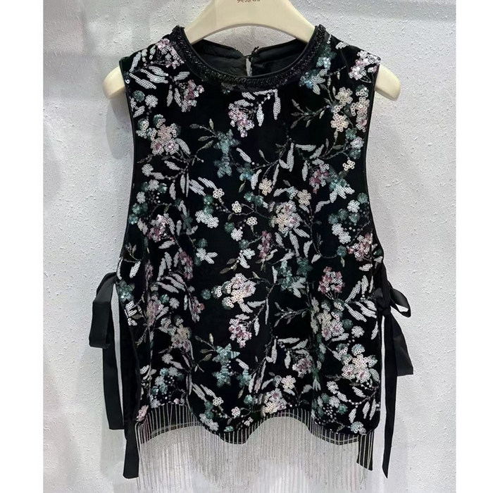 91家纺网 家纺一手货源 找家纺 （总）洛兰沙家居馆【只代发】【只代发】 2025新款复古织锦缎细纱棉麻拼接马甲背心刺绣中式盘扣上衣