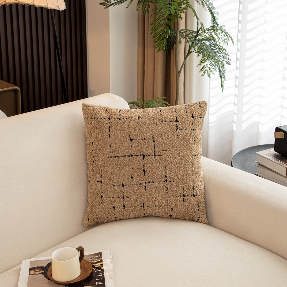 91家纺网 家纺一手货源 找家纺 沐沐家纺 2026新款漫星抱枕 漫星-驼色