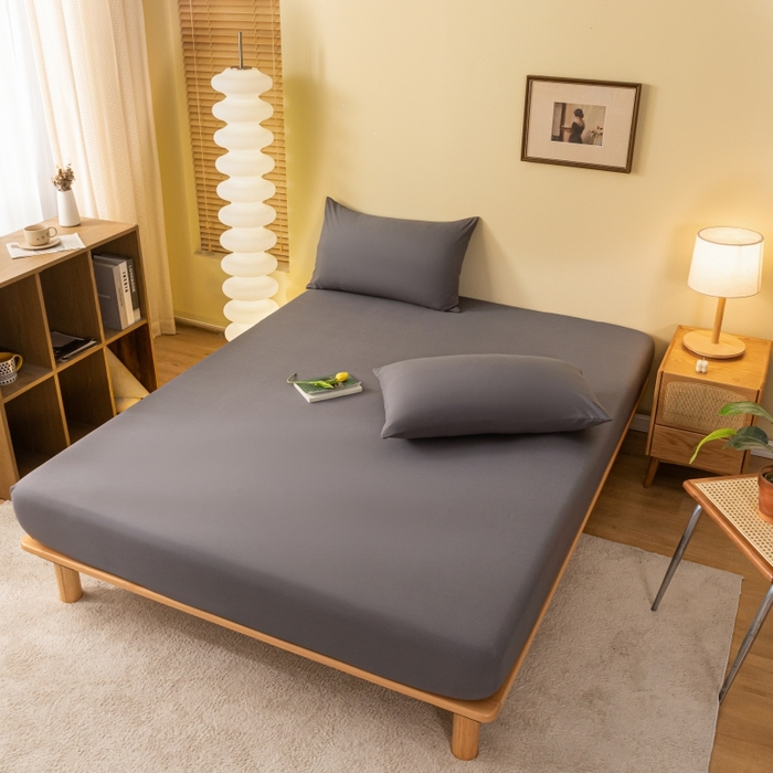 91家纺网 家纺一手货源 找家纺 梵克保罗 2025新款简约纯色亲肤磨毛床笠 深灰