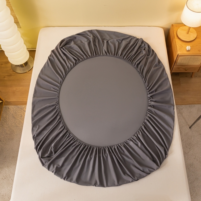 91家纺网 家纺一手货源 找家纺 梵克保罗 2025新款简约纯色亲肤磨毛床笠 深灰