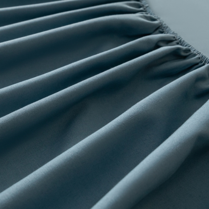 91家纺网 家纺一手货源 找家纺 梵克保罗 2025新款简约纯色亲肤磨毛床笠 牛仔蓝