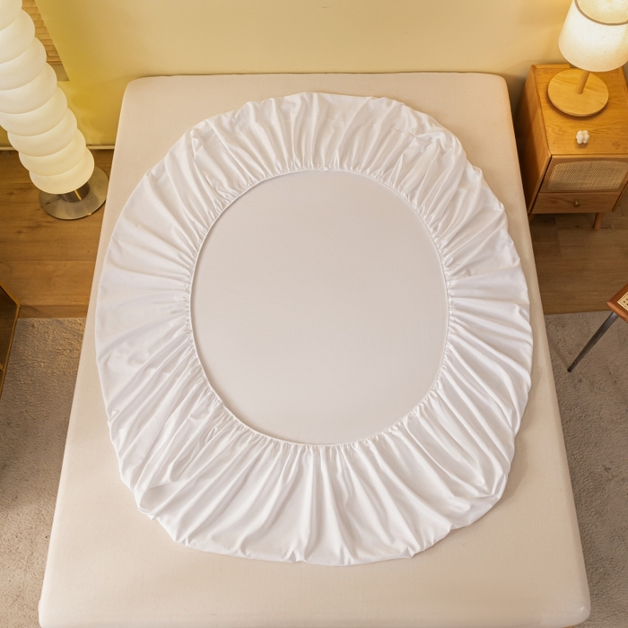 91家纺网 家纺一手货源 找家纺 梵克保罗 2025新款简约纯色亲肤磨毛床笠 纯白