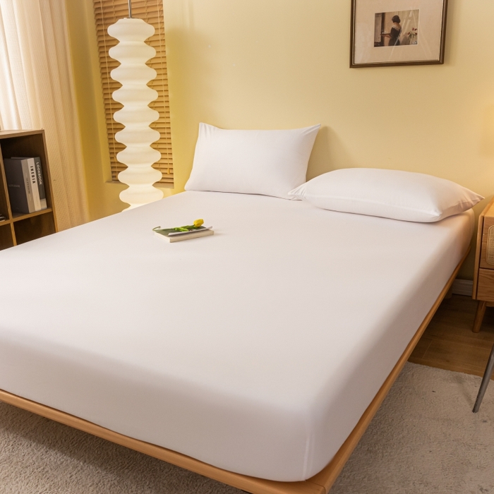 91家纺网 家纺一手货源 找家纺 梵克保罗 2025新款简约纯色亲肤磨毛床笠 纯白