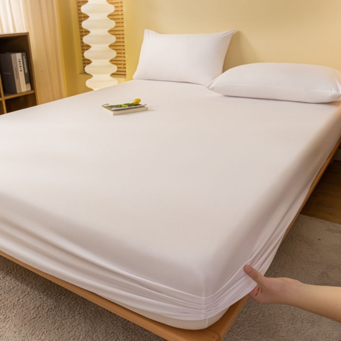 91家纺网 家纺一手货源 找家纺 梵克保罗 2025新款简约纯色亲肤磨毛床笠 纯白