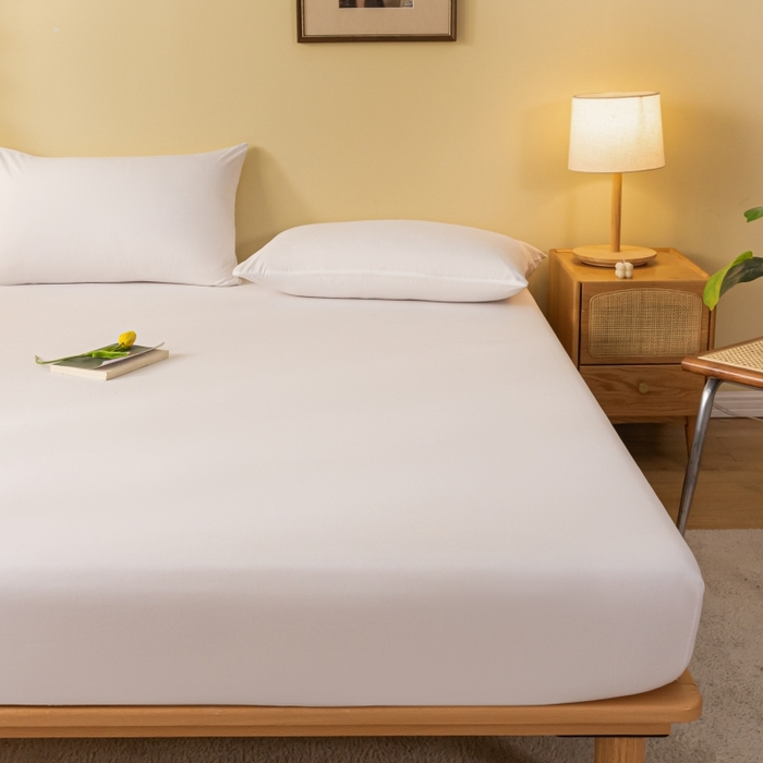 91家纺网 家纺一手货源 找家纺 梵克保罗 2025新款简约纯色亲肤磨毛床笠 纯白