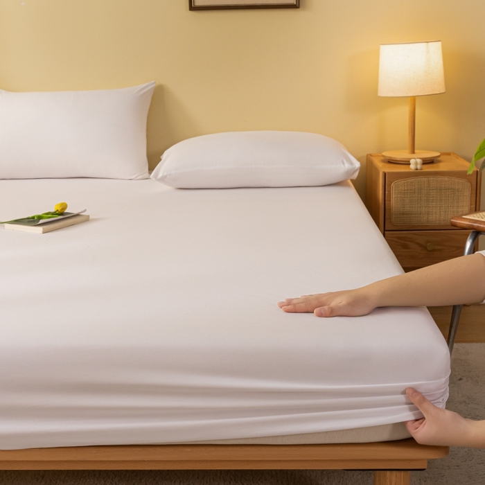 91家纺网 家纺一手货源 找家纺 梵克保罗 2025新款简约纯色亲肤磨毛床笠 纯白