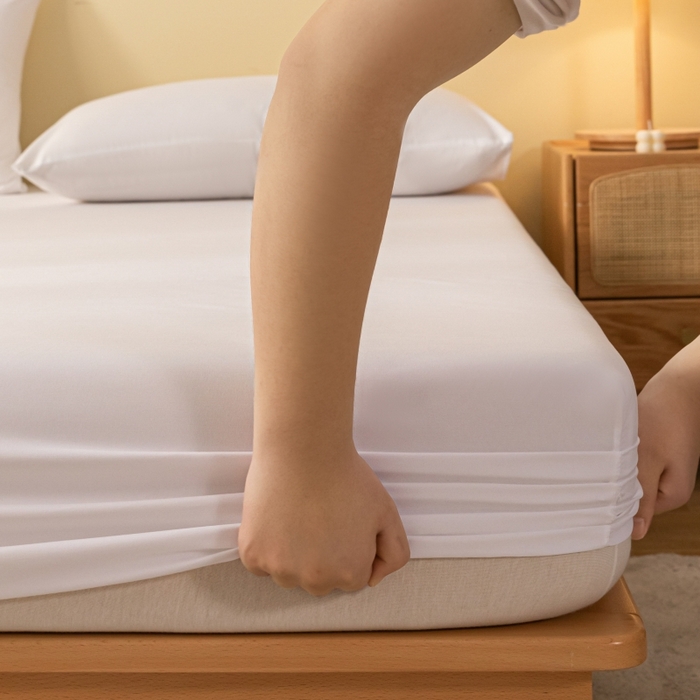 91家纺网 家纺一手货源 找家纺 梵克保罗 2025新款简约纯色亲肤磨毛床笠 纯白