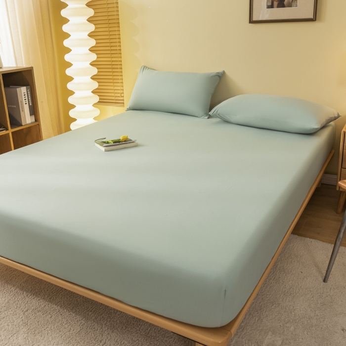 91家纺网 家纺一手货源 找家纺 梵克保罗 2025新款简约纯色亲肤磨毛床笠 墨绿