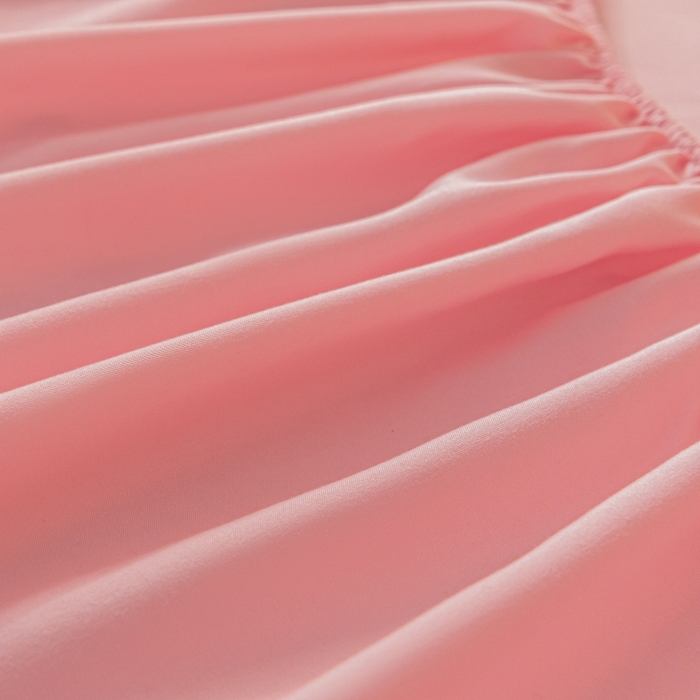 91家纺网 家纺一手货源 找家纺 梵克保罗 2025新款简约纯色亲肤磨毛床笠 淡粉