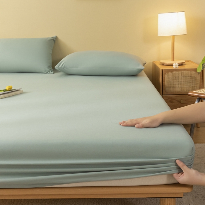 91家纺网 家纺一手货源 找家纺 梵克保罗 2025新款简约纯色亲肤磨毛床笠 墨绿