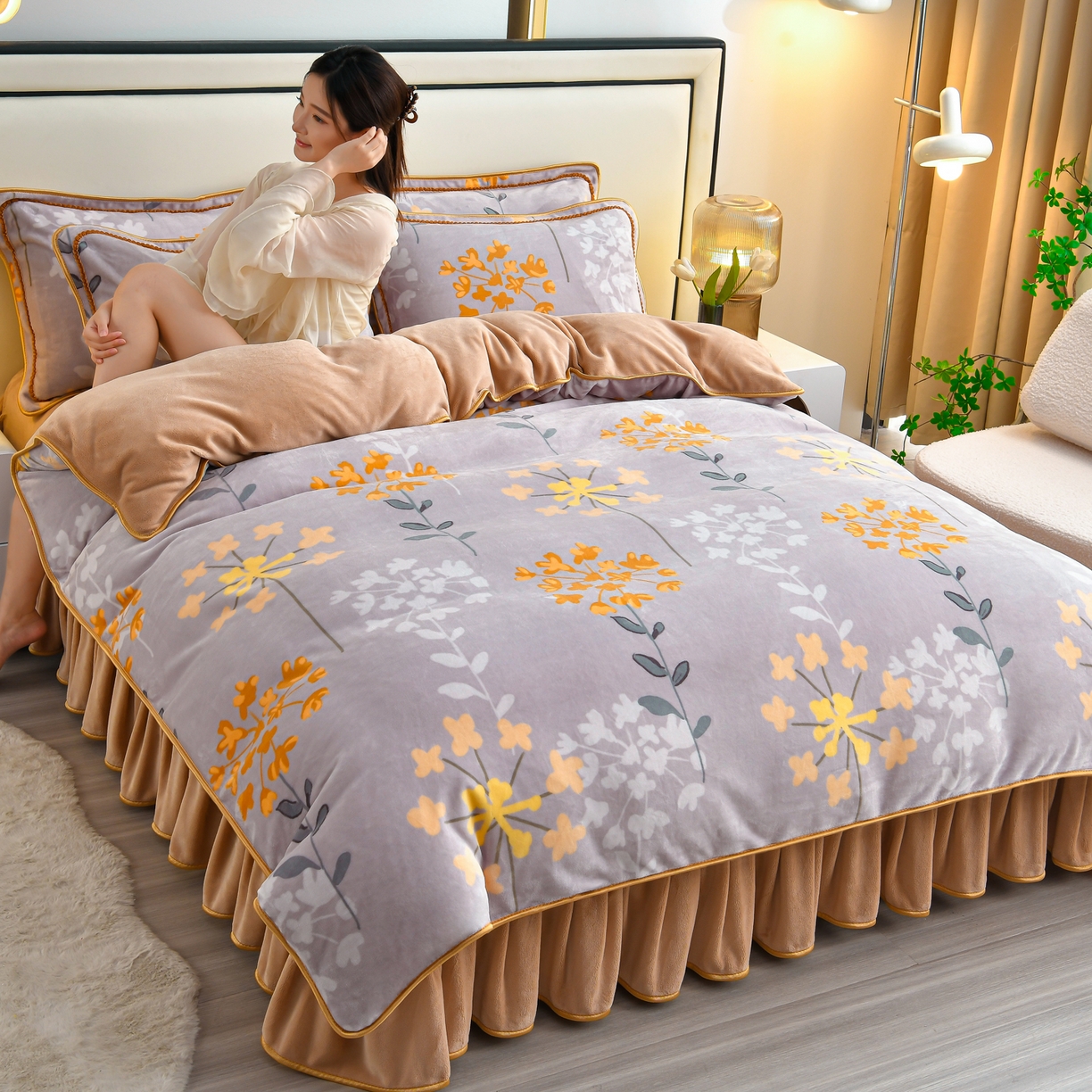 91家纺网 家纺一手货源 找家纺 （总）橘姿家纺 2025新款9-10斤牛奶绒四件套金貂绒四件套