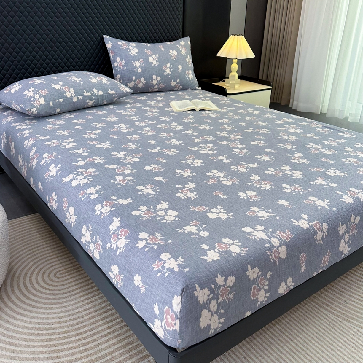 91家纺网 家纺一手货源 找家纺 一比一家纺 2025新款高克重复古原麻床笠 夕颜