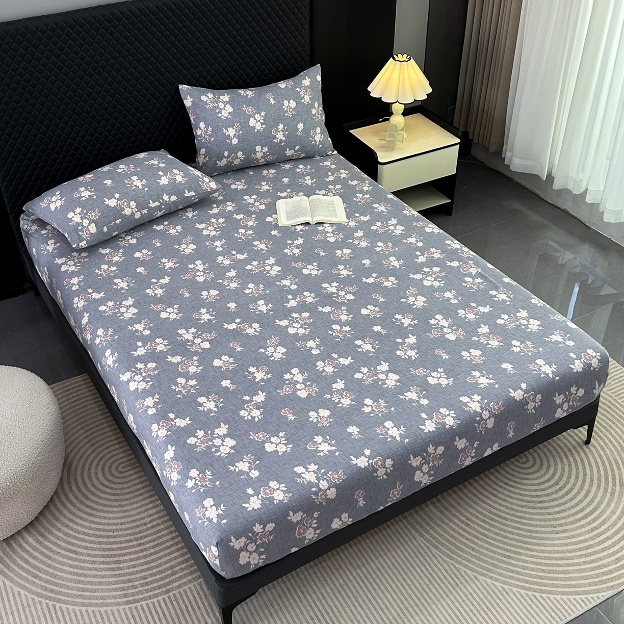 91家纺网 家纺一手货源 找家纺 一比一家纺 2025新款高克重复古原麻床笠 夕颜