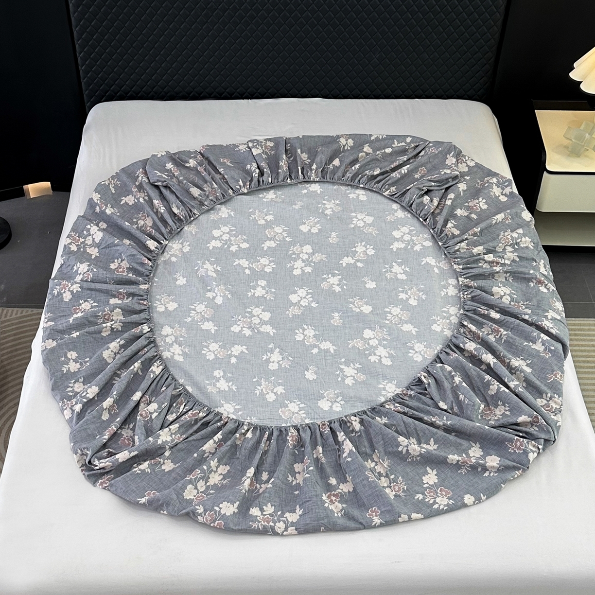 91家纺网 家纺一手货源 找家纺 一比一家纺 2025新款高克重复古原麻床笠 夕颜