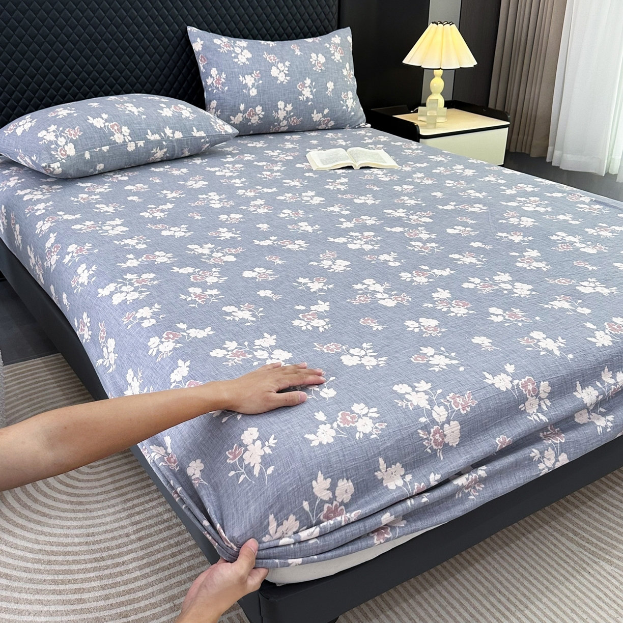 91家纺网 家纺一手货源 找家纺 一比一家纺 2025新款高克重复古原麻床笠 夕颜