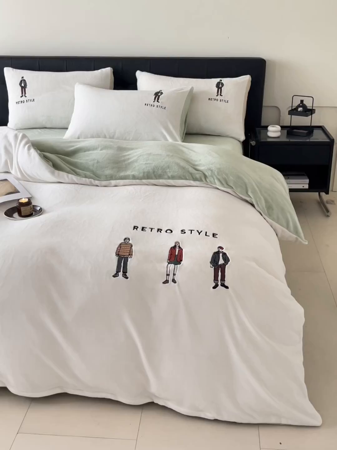 91家纺网 家纺一手货源 找家纺 ONE TWO ONE 121 新品【牛奶绒刺绣四件套】2025毛毯被子四件套单件床单被套床笠珊瑚绒牛奶绒冬被法兰绒兔毛绒男孩Boy Boy-浅绿