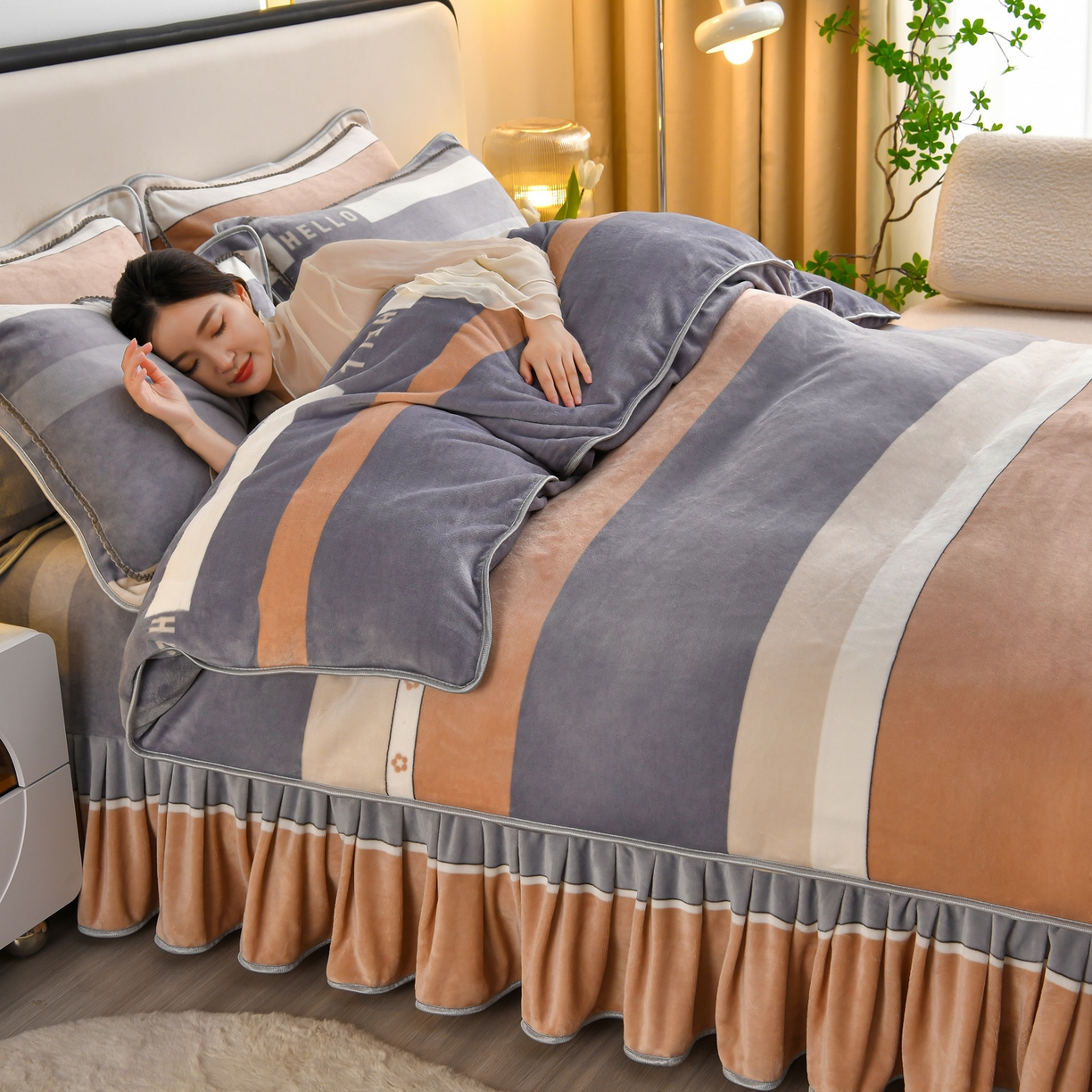 91家纺网 家纺一手货源 找家纺 （总）橘姿家纺 2025新款9-10斤牛奶绒四件套金貂绒四件套