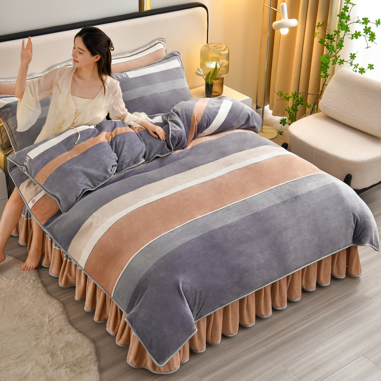 91家纺网 家纺一手货源 找家纺 （总）橘姿家纺 2025新款9-10斤牛奶绒四件套金貂绒四件套