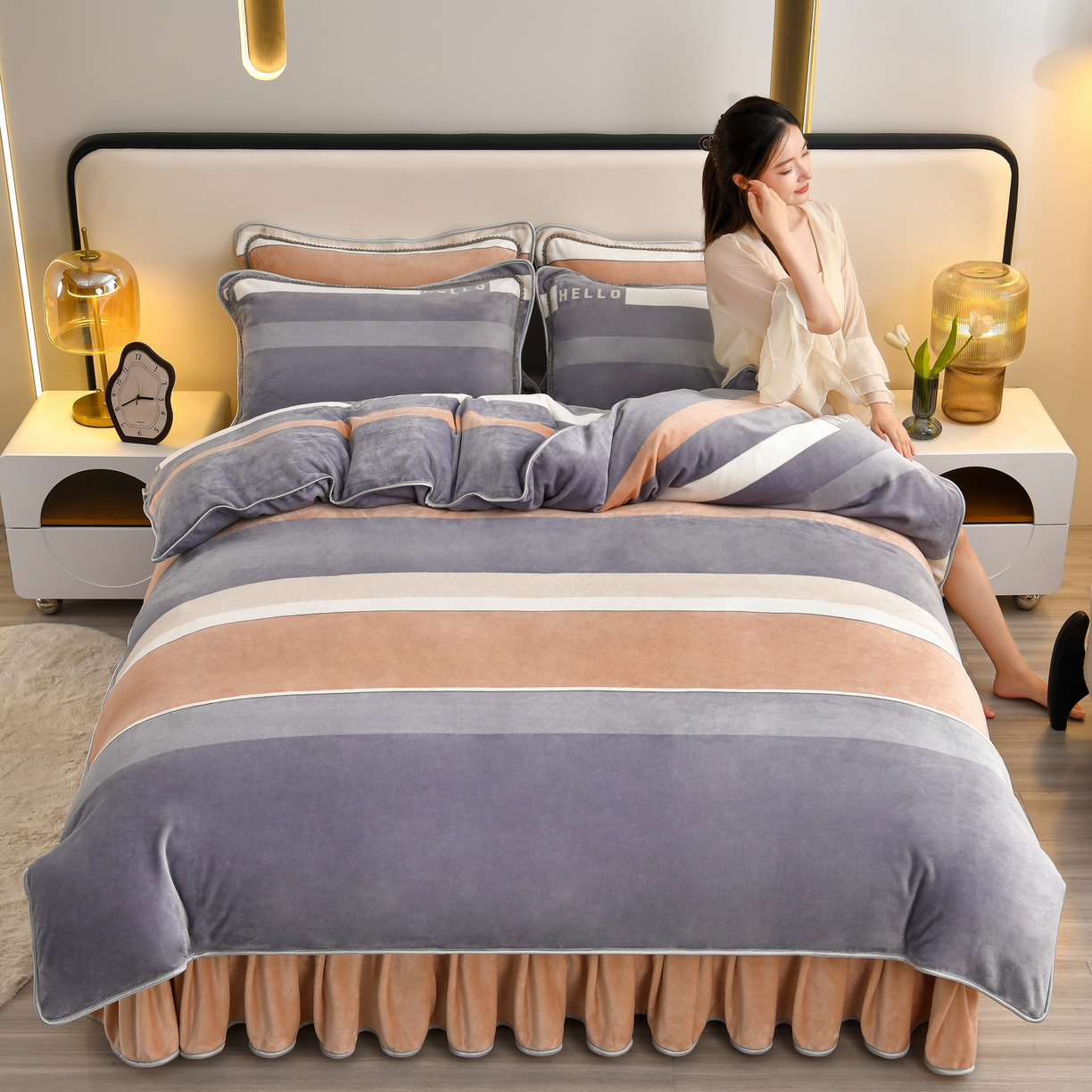 91家纺网 家纺一手货源 找家纺 橘姿家纺 2025新款9-10斤牛奶绒四件套金貂绒四件套 爱丁堡