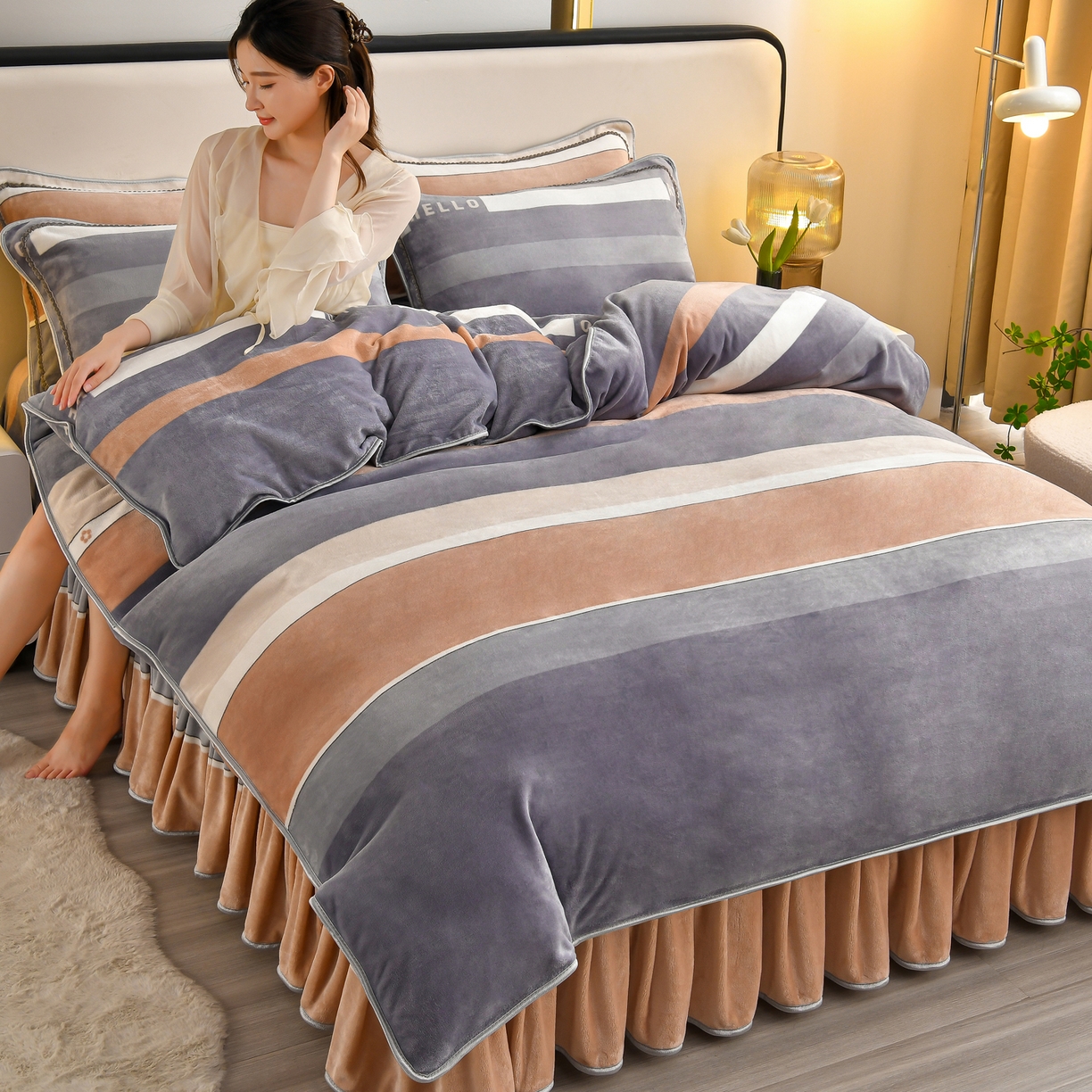 91家纺网 家纺一手货源 找家纺 （总）橘姿家纺 2025新款9-10斤牛奶绒四件套金貂绒四件套