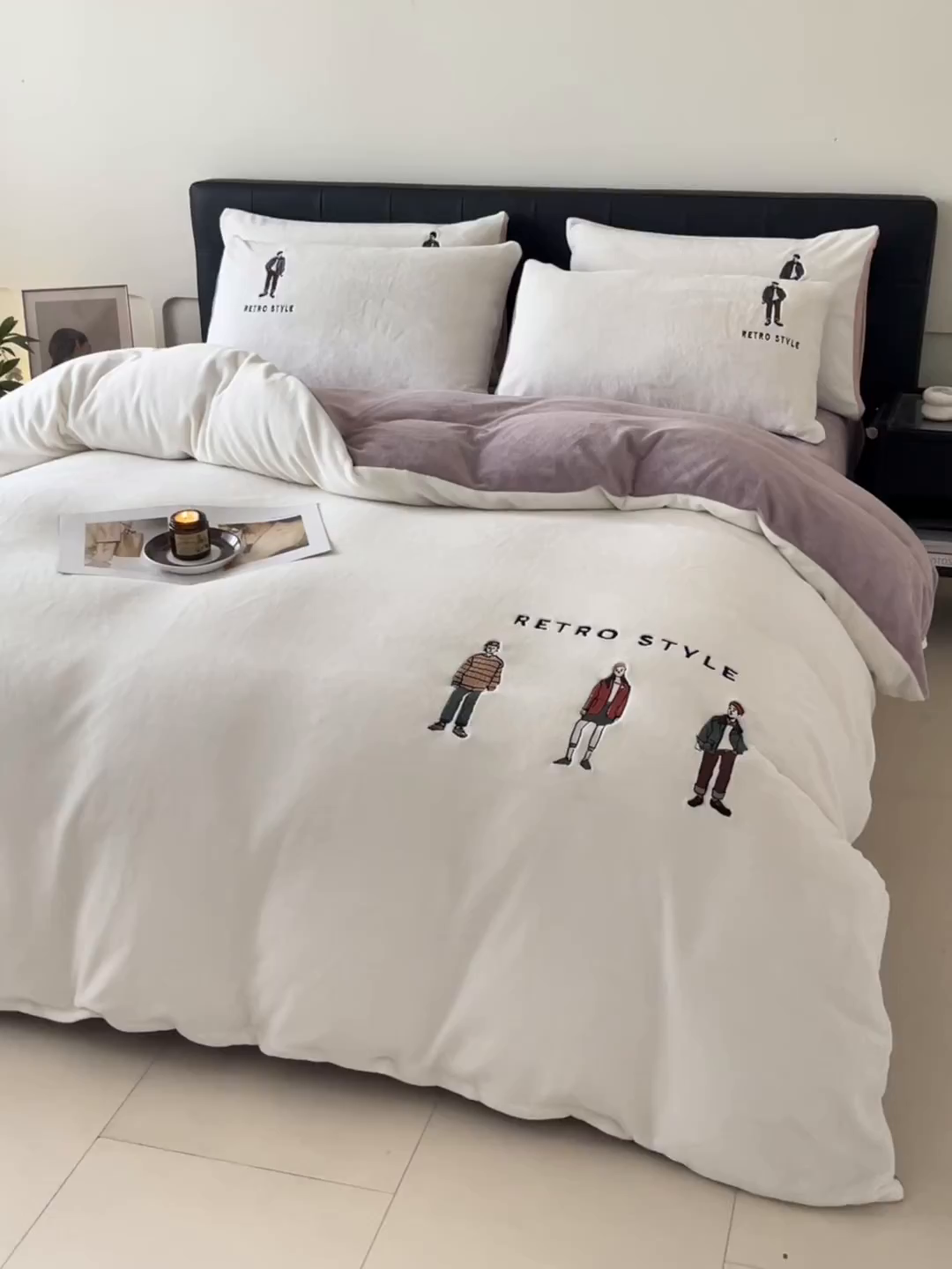 91家纺网 家纺一手货源 找家纺 ONE TWO ONE 121 新品【牛奶绒刺绣四件套】2025毛毯被子四件套单件床单被套床笠珊瑚绒牛奶绒冬被法兰绒兔毛绒男孩Boy Boy-烟紫