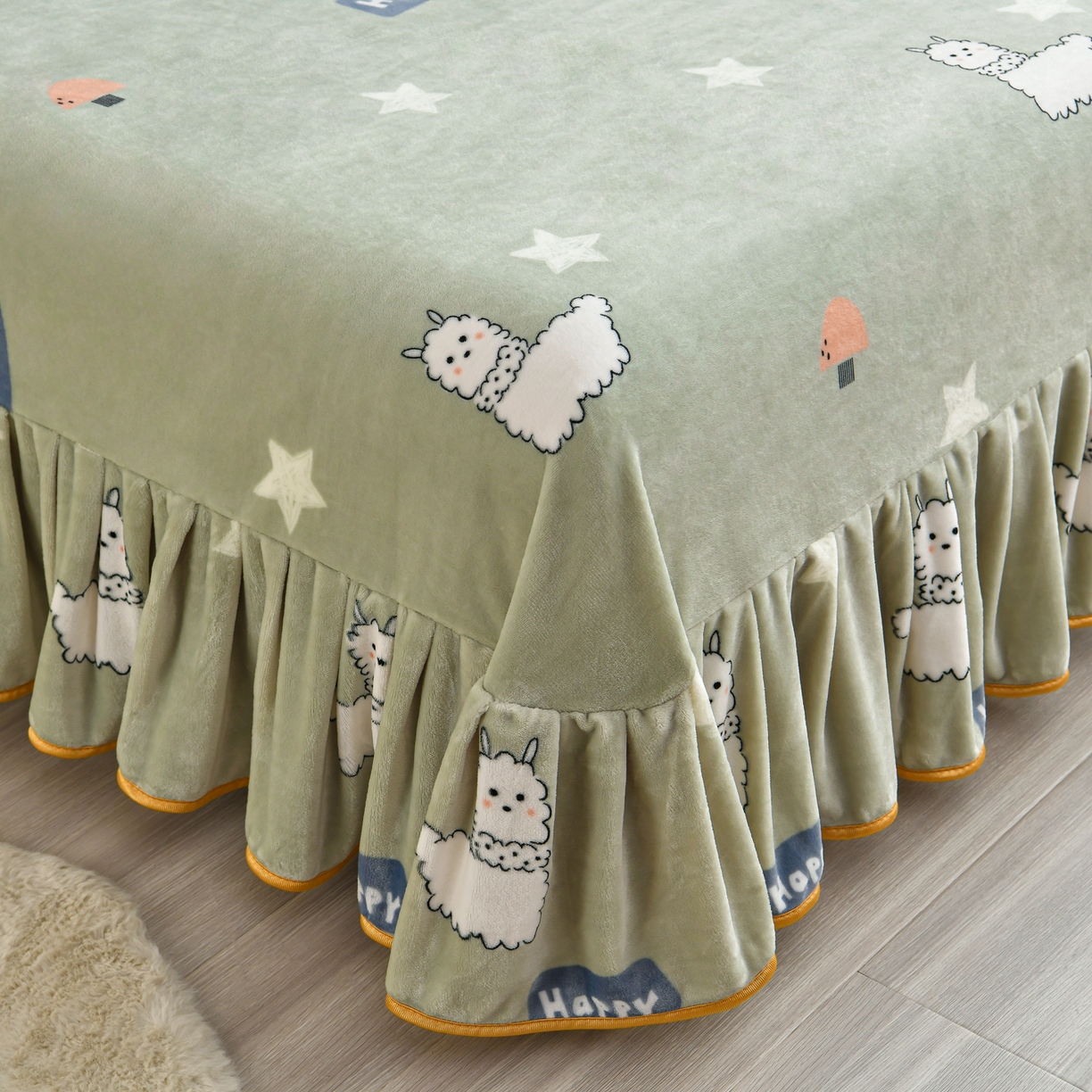 91家纺网 家纺一手货源 找家纺 橘姿家纺 2025新款9-10斤牛奶绒四件套金貂绒四件套 快乐羊驼