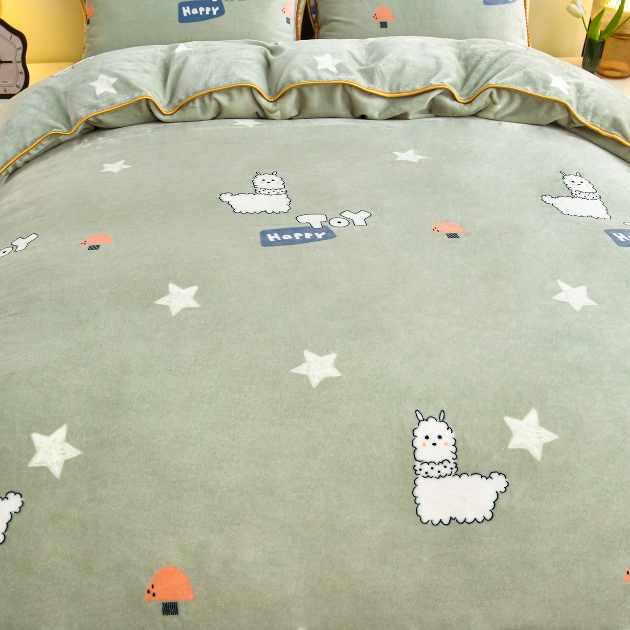 91家纺网 家纺一手货源 找家纺 橘姿家纺 2025新款9-10斤牛奶绒四件套金貂绒四件套 快乐羊驼