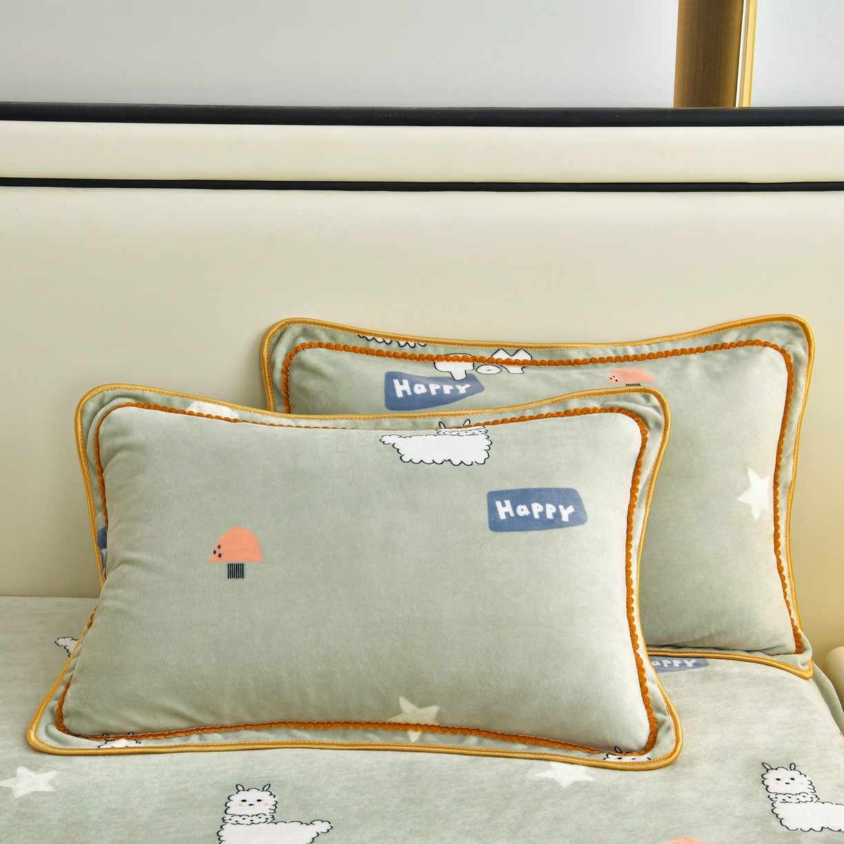 91家纺网 家纺一手货源 找家纺 橘姿家纺 2025新款9-10斤牛奶绒四件套金貂绒四件套 快乐羊驼