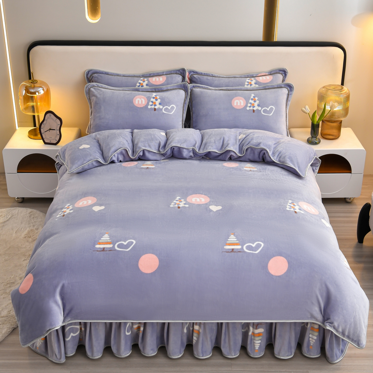 91家纺网 家纺一手货源 找家纺 橘姿家纺 2025新款9-10斤牛奶绒四件套金貂绒四件套 萌趣