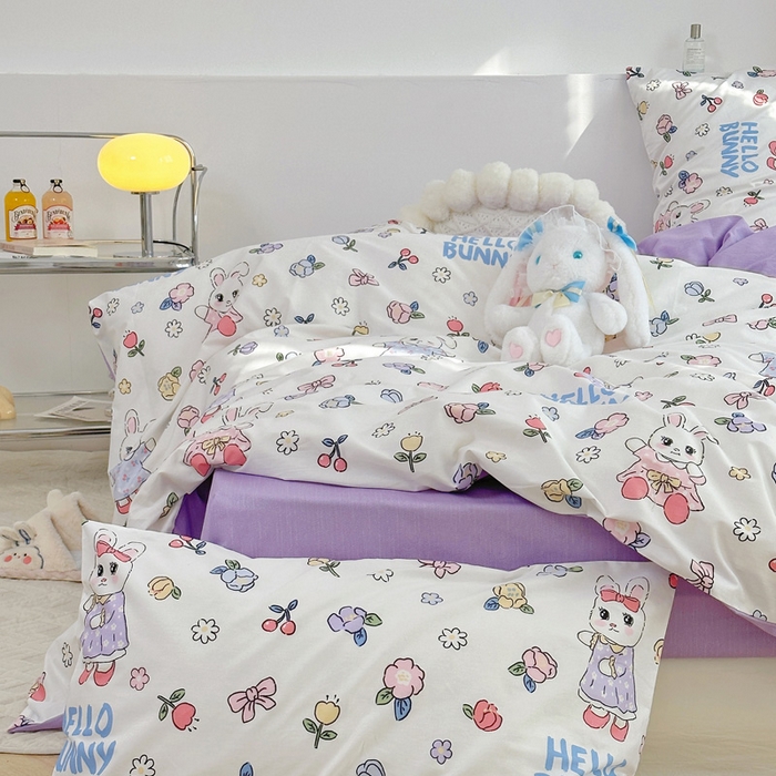 91家纺网 家纺一手货源 找家纺 （总）梵克保罗 2025春夏新款全棉小清新卡通碎花学生季系列三件套四件套