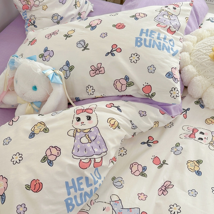 91家纺网 家纺一手货源 找家纺 （总）梵克保罗 2025春夏新款全棉小清新卡通碎花学生季系列三件套四件套