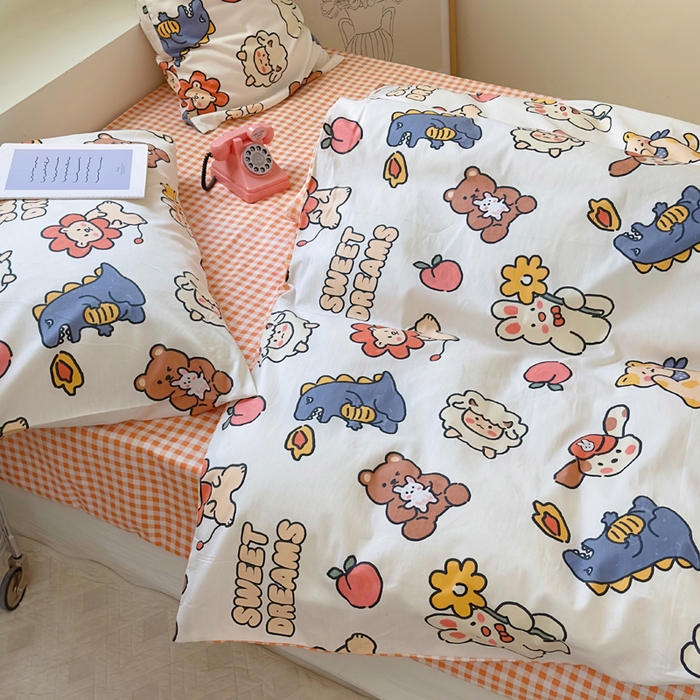 91家纺网 家纺一手货源 找家纺 梵克保罗 2025春夏新款全棉小清新卡通碎花学生季系列三件套四件套 梦甜